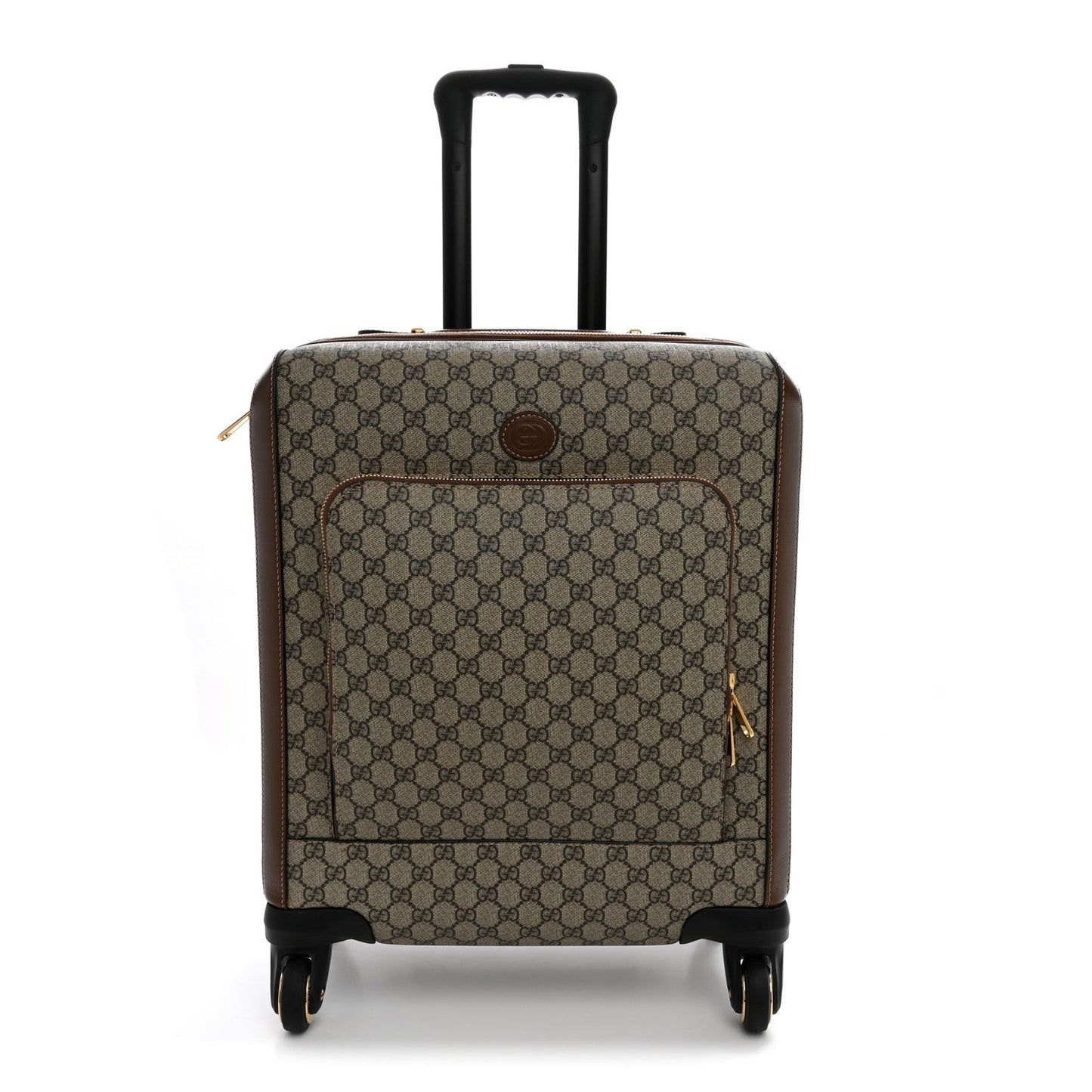 GG Supreme Monogram Azalea Calfskin Retro Interlocking G Small Savoy Cabin Trolley Beige Ebony Brown Sugar