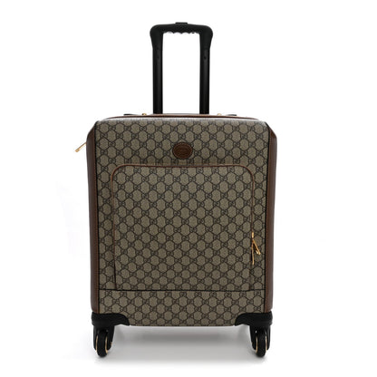 GG Supreme Monogram Azalea Calfskin Retro Interlocking G Small Savoy Cabin Trolley Beige Ebony Brown Sugar