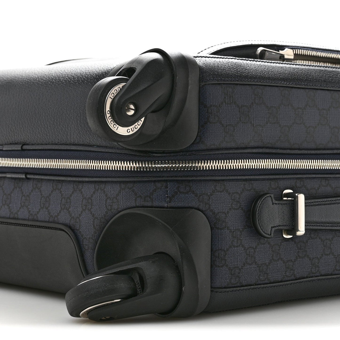 GG Supreme Monogram Textured Dollar Calfskin Web Ophidia Small Savoy Cabin Trolley Black Blue