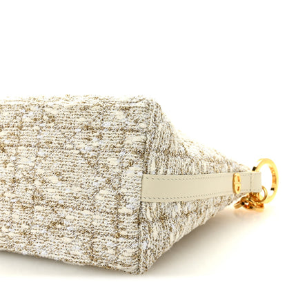 Tweed Cannage DiorStar Hobo Bag White Gold