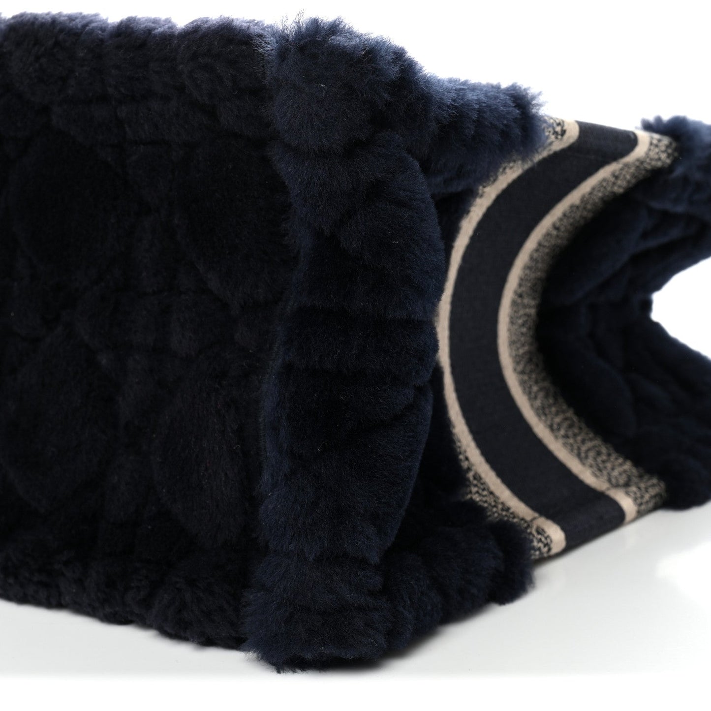 Shearling Cannage Medium Book Tote Deep Blue Natural
