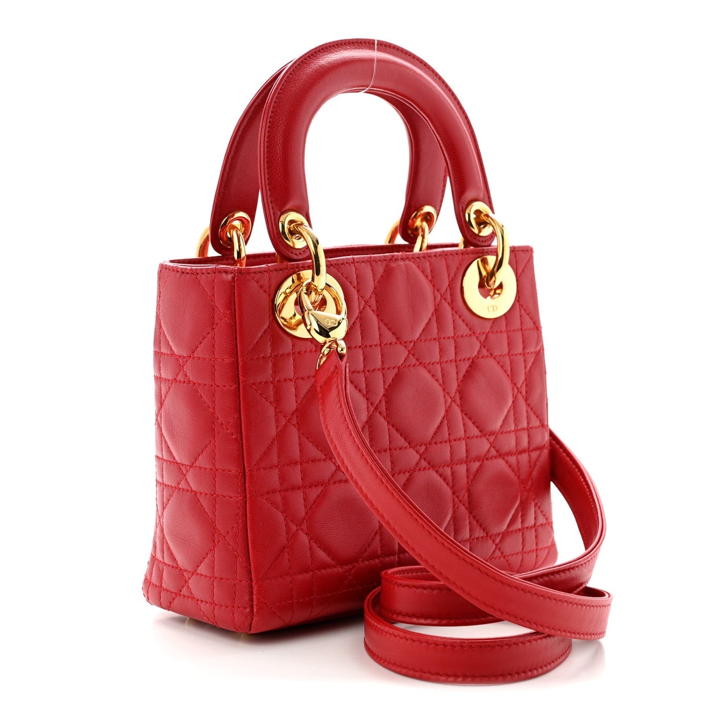 Lambskin Cannage Mini Lady Dior Red