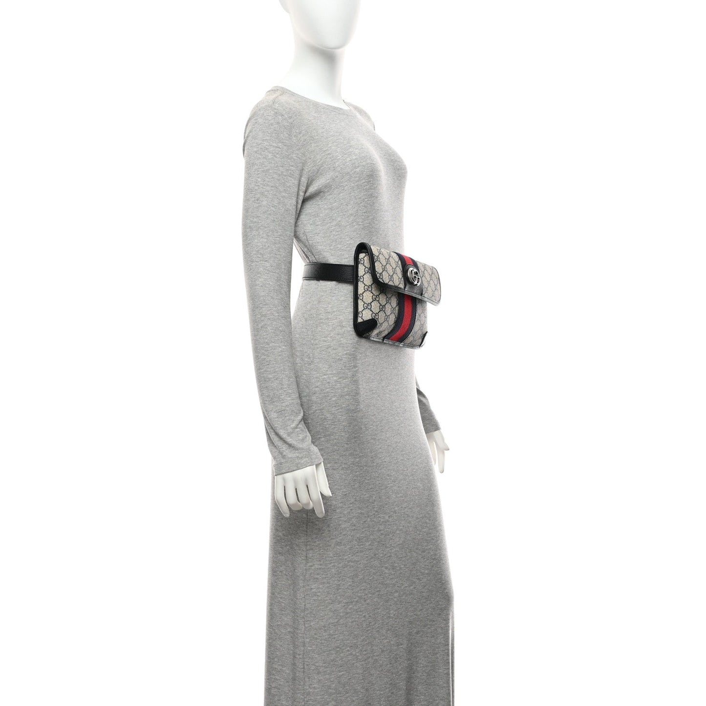 GG Supreme Monogram Web Small Ophidia Belt Bag 90 36 Beige Navy
