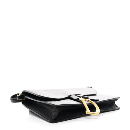 Grained Calfskin Saddle Pouch Bag Black