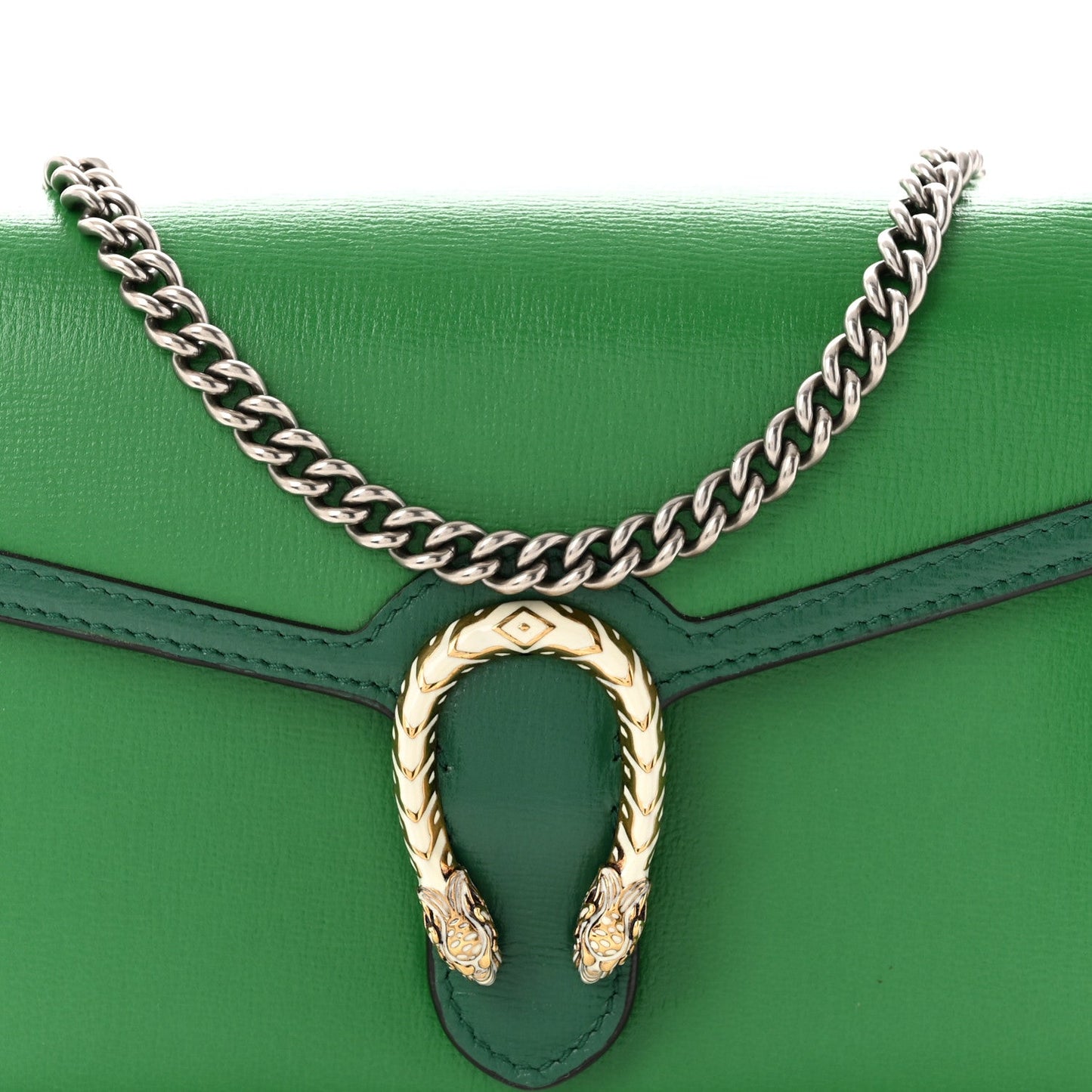 Azalea Calfskin Enamel Mini Dionysus Chain Wallet New Shamarock Emerald