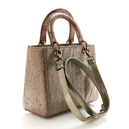X LEE BUL Treated Calfskin Medium Lady Dior Art Bronze