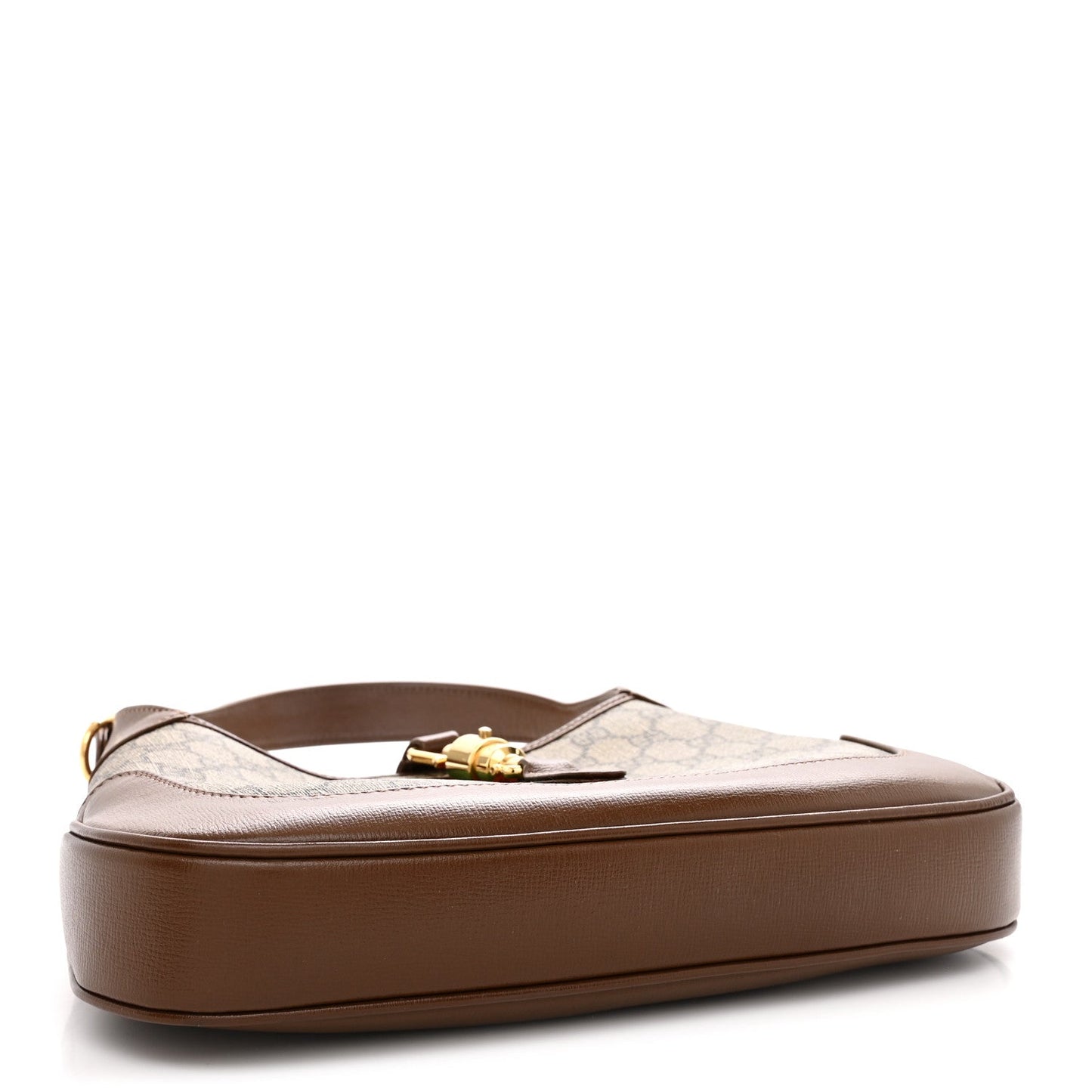 GG Supreme Monogram Azalea Calfskin Web Small Jackie 1961 Hobo Beige Ebony Brown Sugar