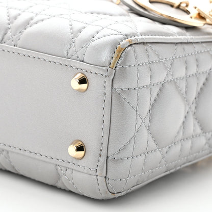 Lambskin Cannage Mini Lady Dior Gray Opaline Gray Opaline