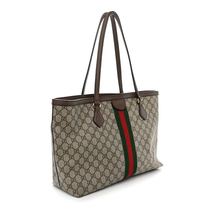 GG Supreme Monogram Medium Ophidia Shopping Tote Brown