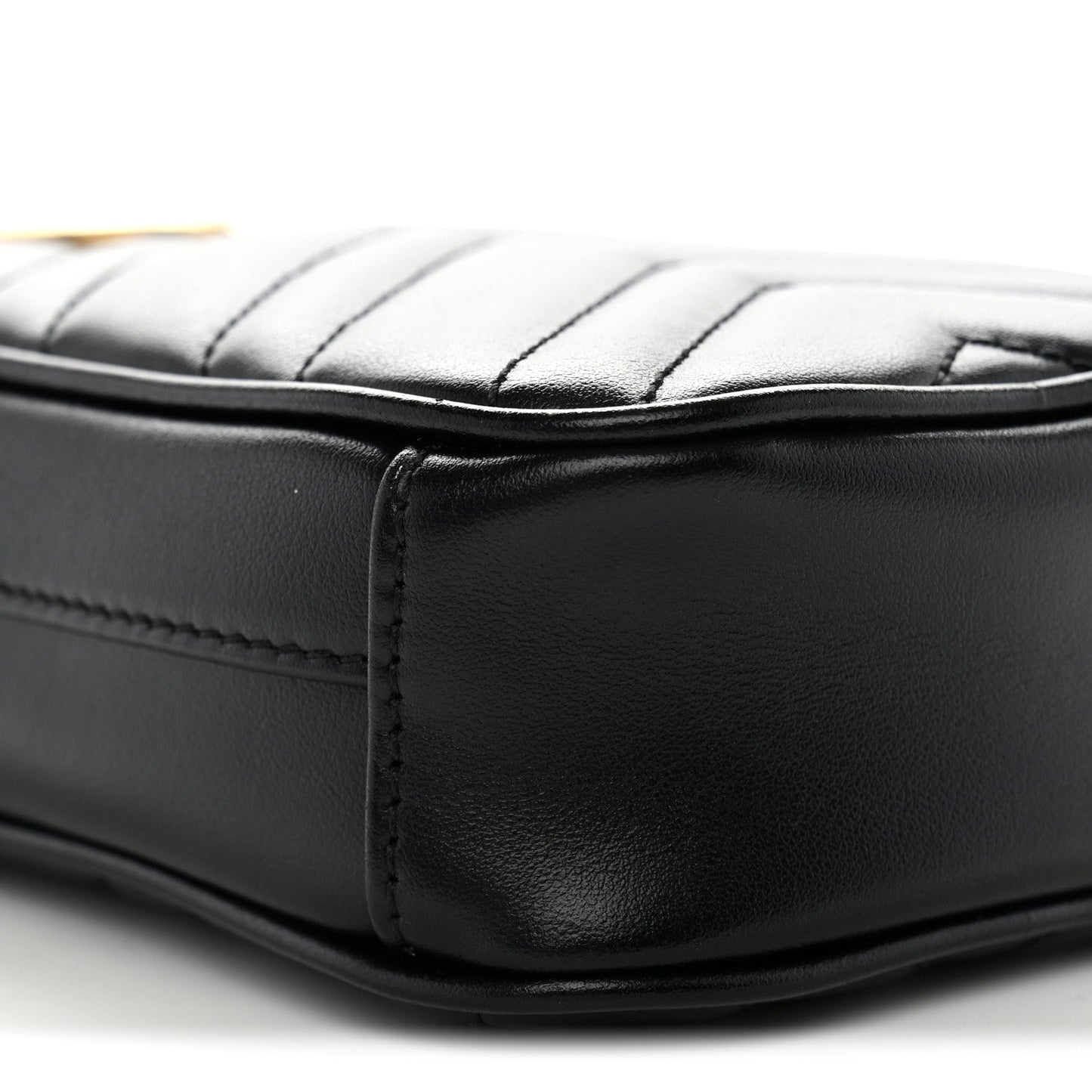 Calfskin Matelasse Mini GG Marmont Crossbody Bag Black