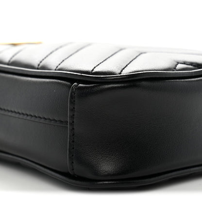 Calfskin Matelasse Mini GG Marmont Crossbody Bag Black