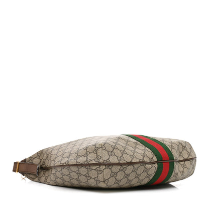 GG Supreme Monogram Web Ophidia Half Moon Hobo Brown