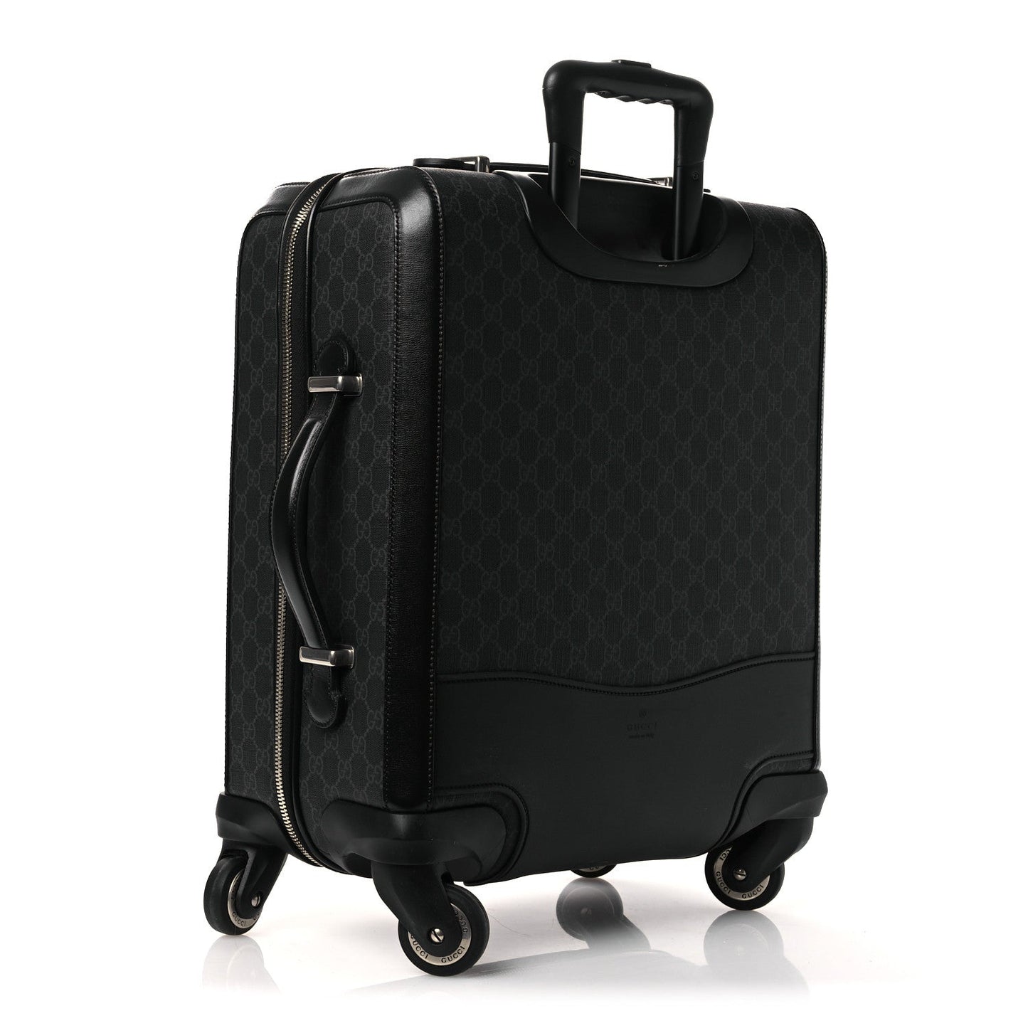 GG Supreme Monogram Four Wheel Suitcase Black Grey