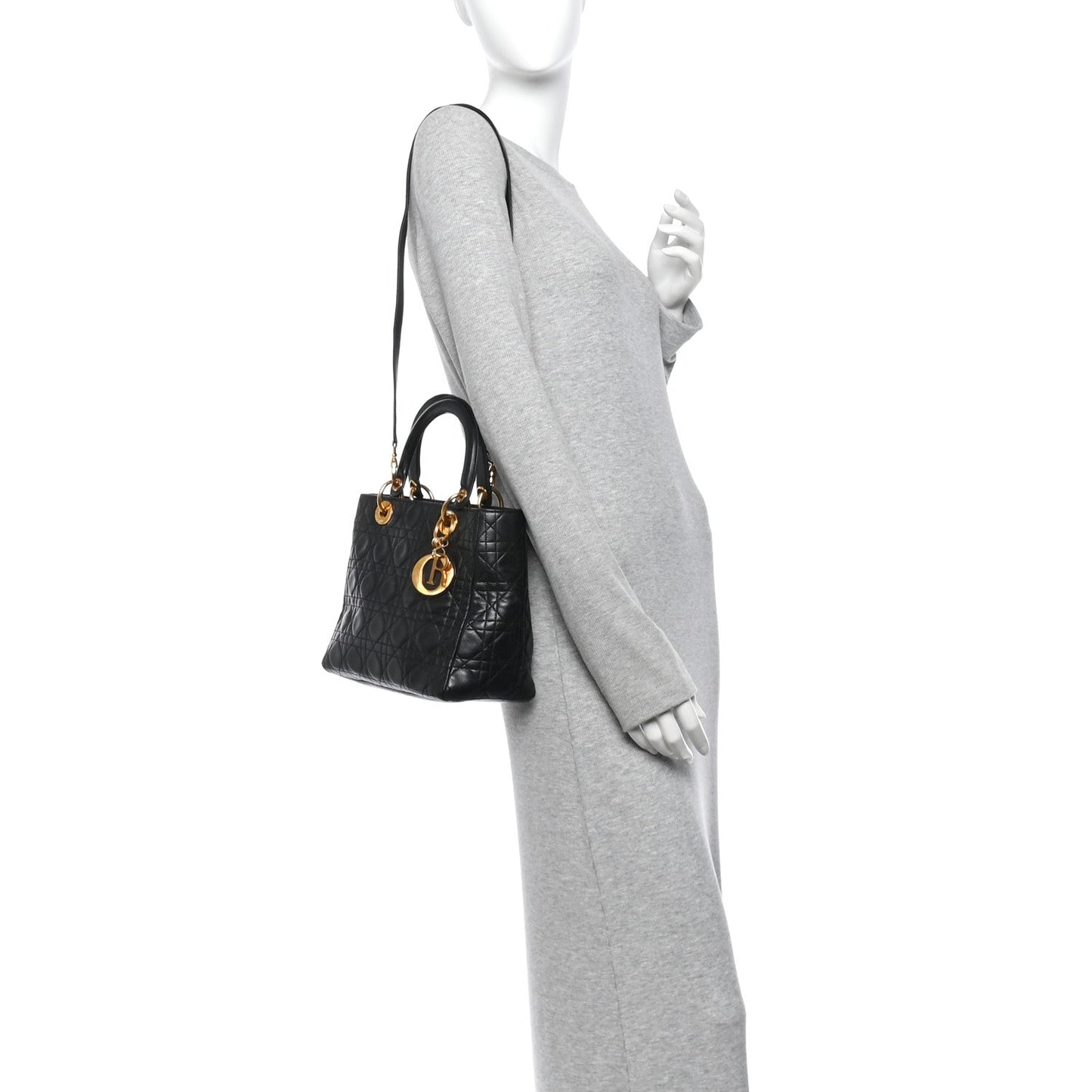 Lambskin Cannage Medium Lady Dior Black