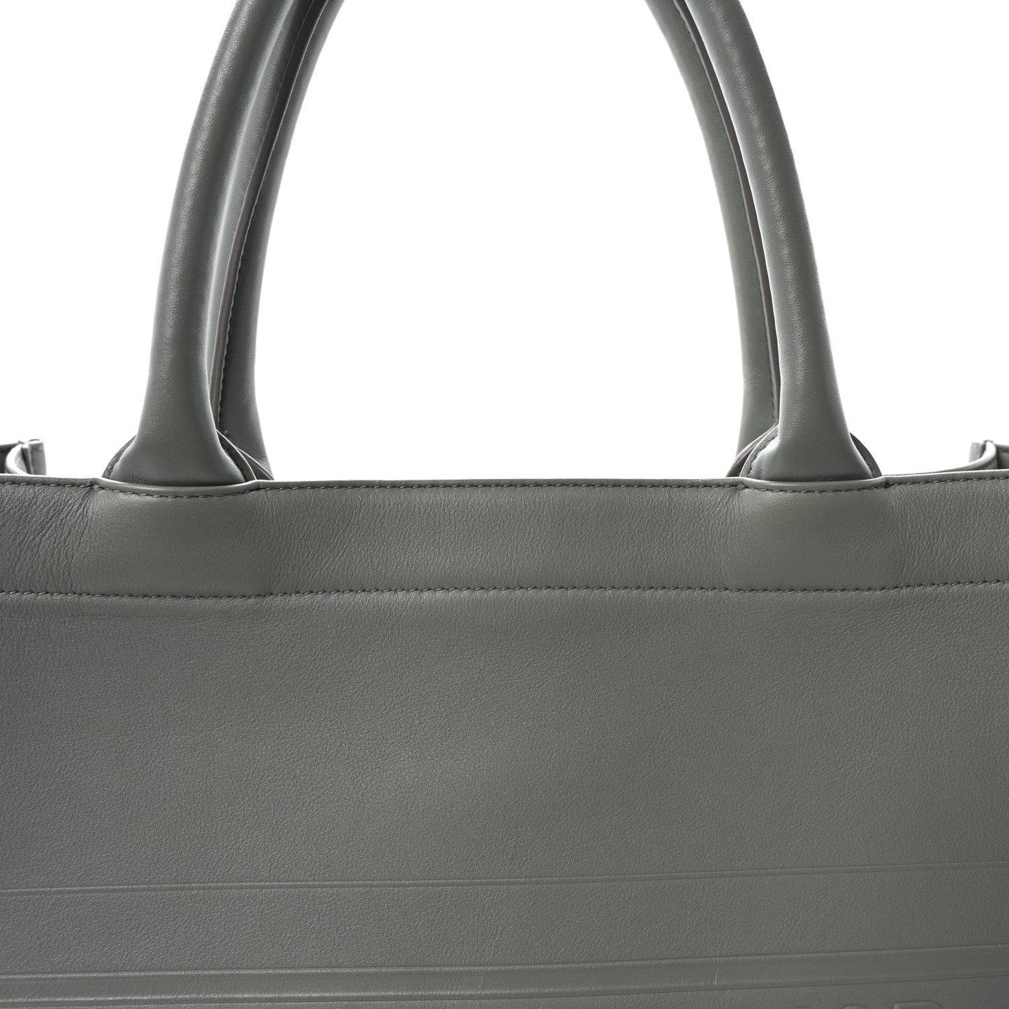 Calfskin Embossed Medium Book Tote Grey Stone