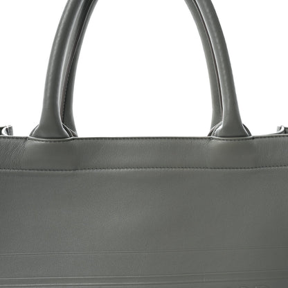 Calfskin Embossed Medium Book Tote Grey Stone