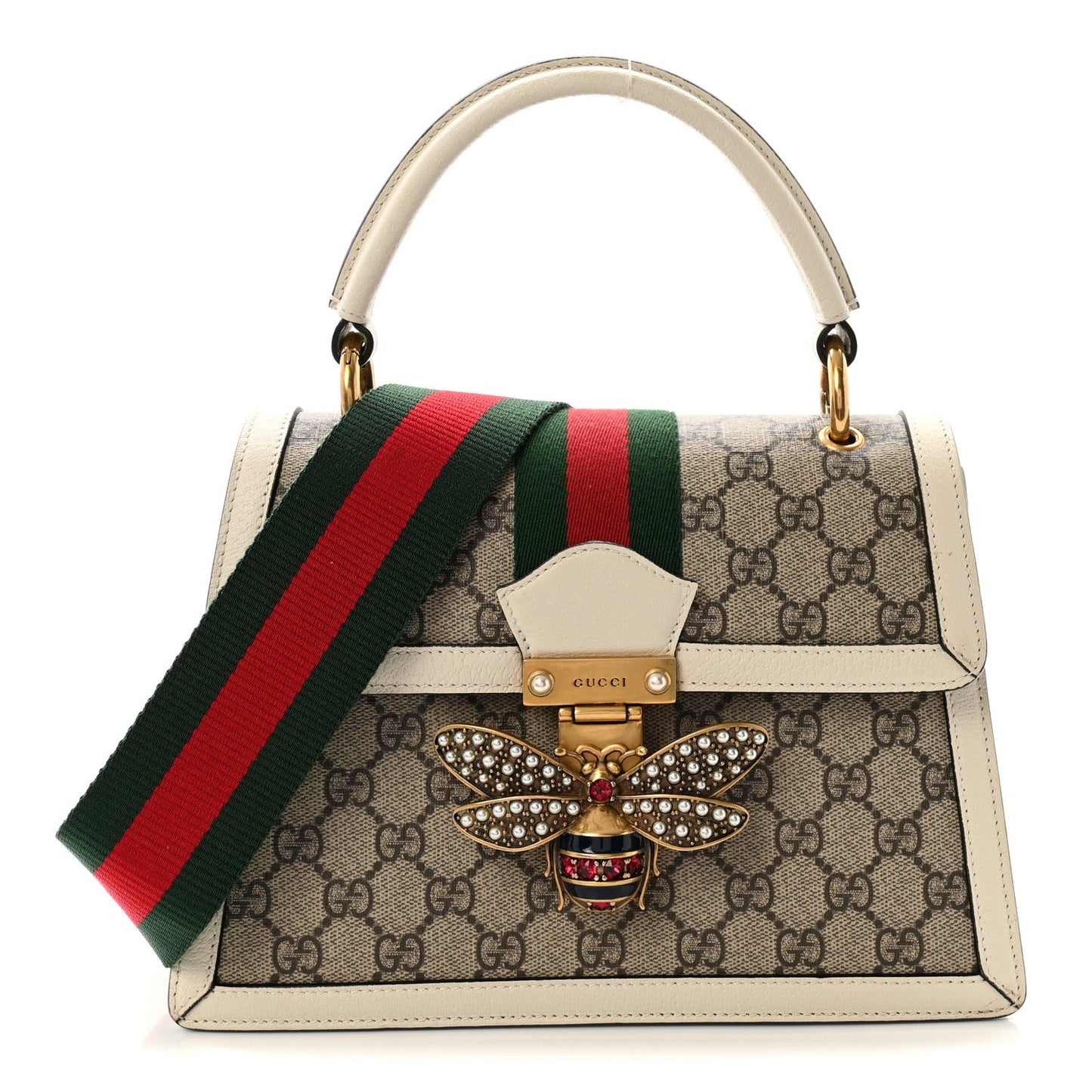 GG Supreme Monogram Small Queen Margaret Top Handle Bag White