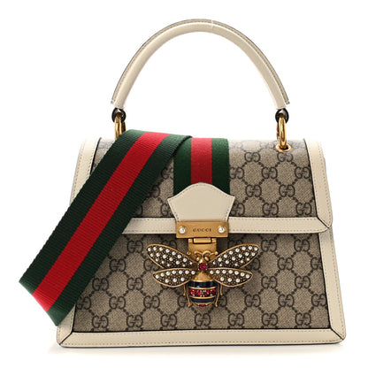 GG Supreme Monogram Small Queen Margaret Top Handle Bag White