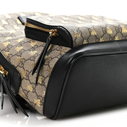 GG Supreme Monogram Bees Print Small Day Backpack Beige Oro Black