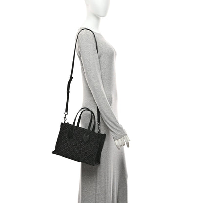 Denim Ophidia GG Monogram Tote Medium Black Grey