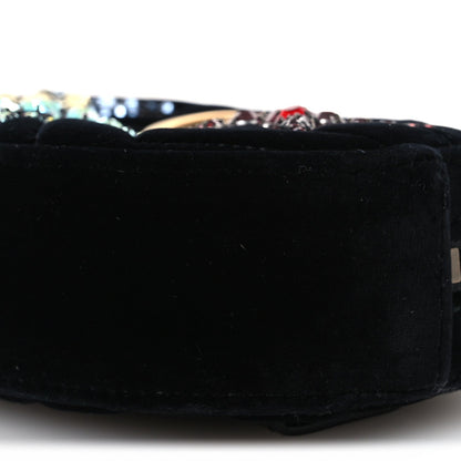 Velvet Matelasse Crystal Star GG Marmont Belt Bag 75 30 Black