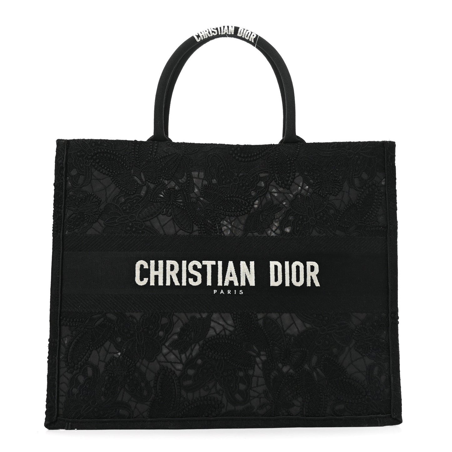Embroidered 3D Macrame D-Lace Butterfly Large Book Tote Black Multicolor