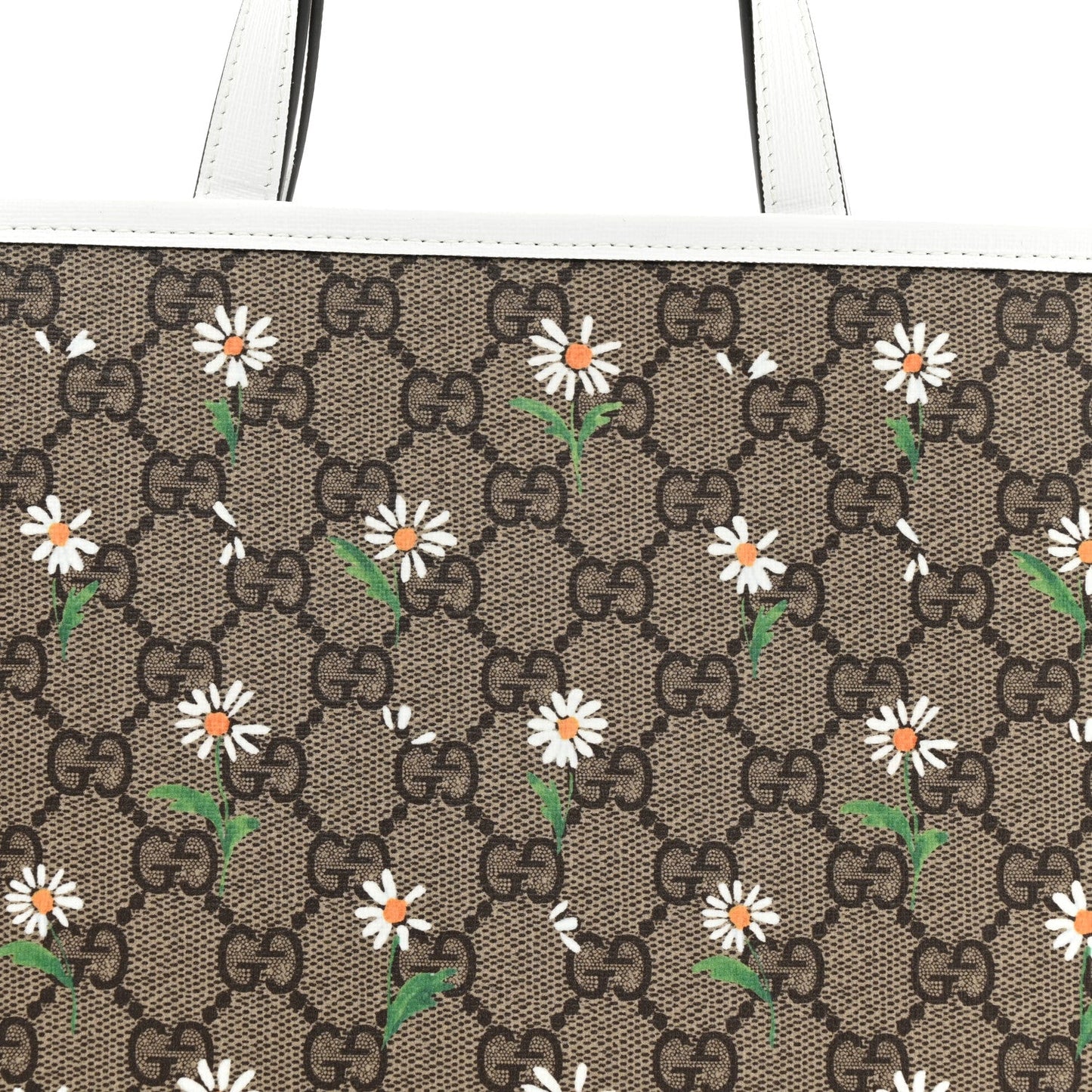 GG Supreme Monogram Daisies Childrens Tote Beige Ebony Great White
