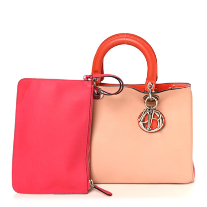 Smooth Calfskin Medium Tri-Color Diorissimo Tote Pink Fuchsia Orange