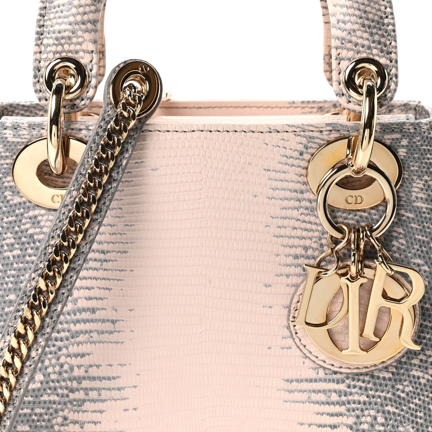 Lizard Ombre Mini Lady Dior Light Pink