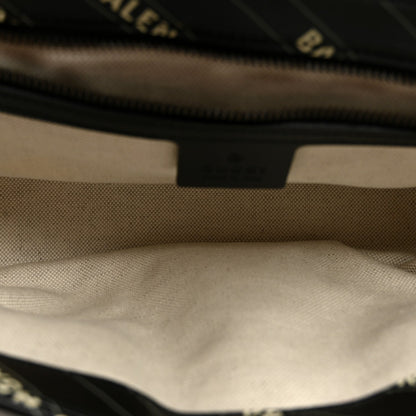 X BALENCIAGA Calfskin Matelasse Logo Print Small GG Marmont Shoulder Bag Black