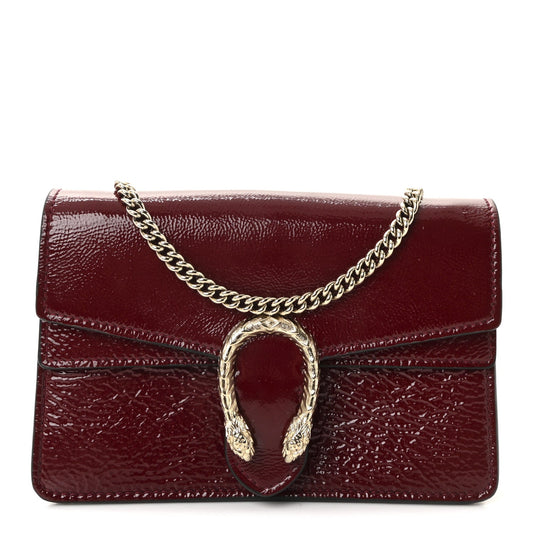 Crinkled Patent Mini Dionysus Shoulder Bag Rosso Ancora Red