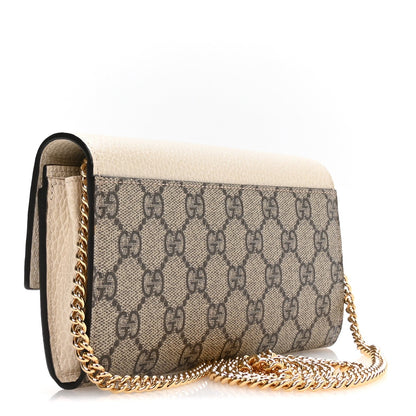 Dollar Calfskin GG Supreme Monogram Petite GG Marmont Wallet Chain Bag Mystic White Beige Ebony Mystic White Beige Ebony
