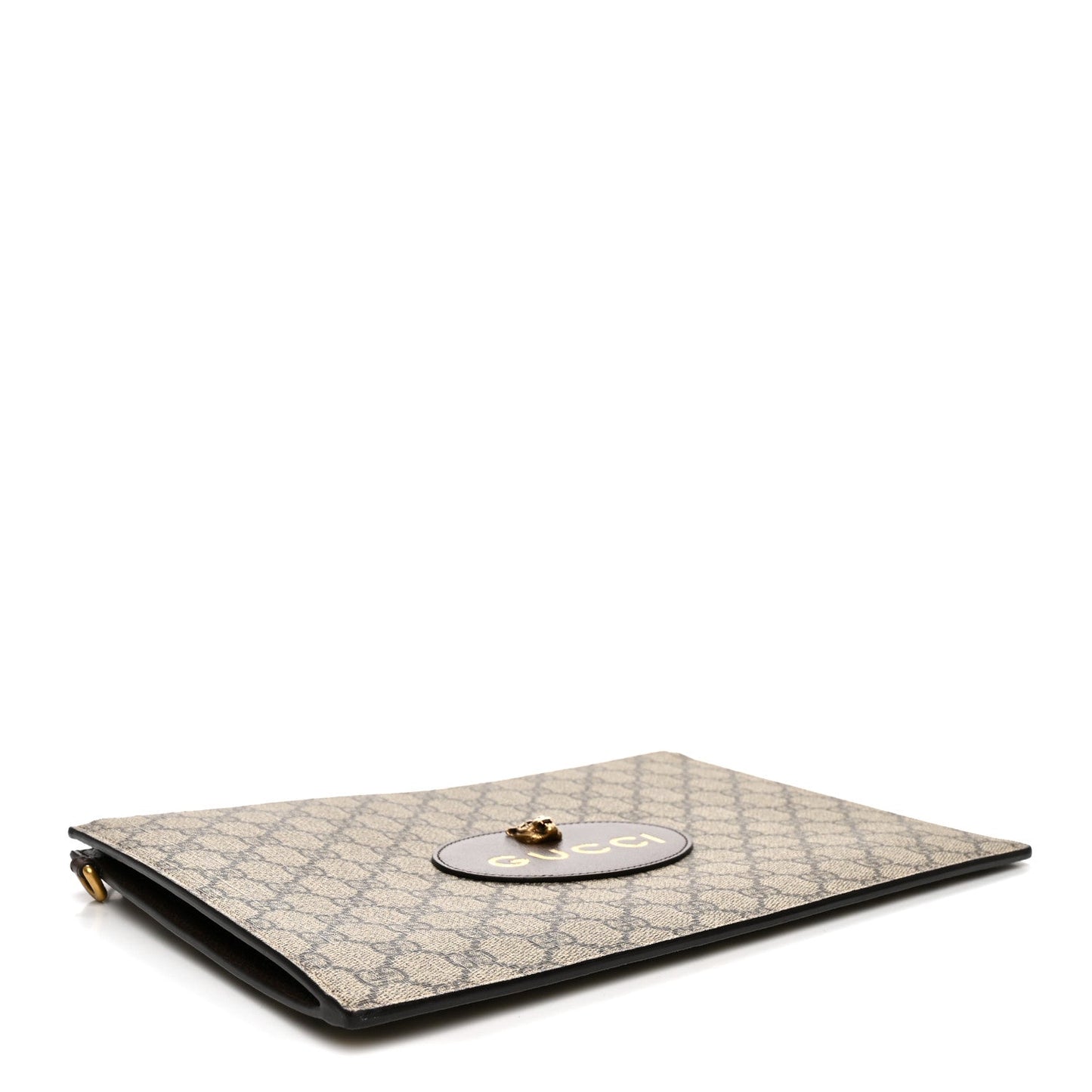 GG Supreme Monogram Neo Vintage Zip Wristlet Pouch Beige New Acero Crop