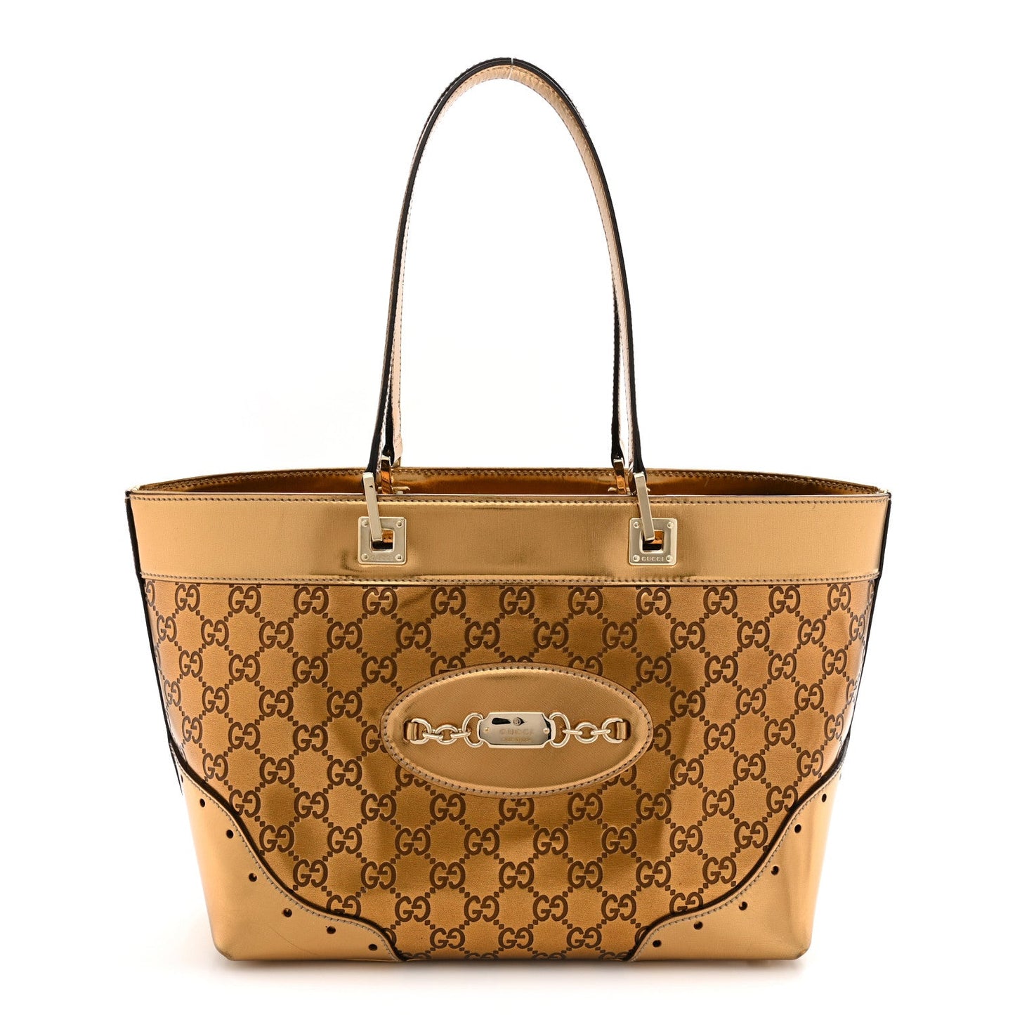 Metallic Guccissima Large Punch Tote Bronze