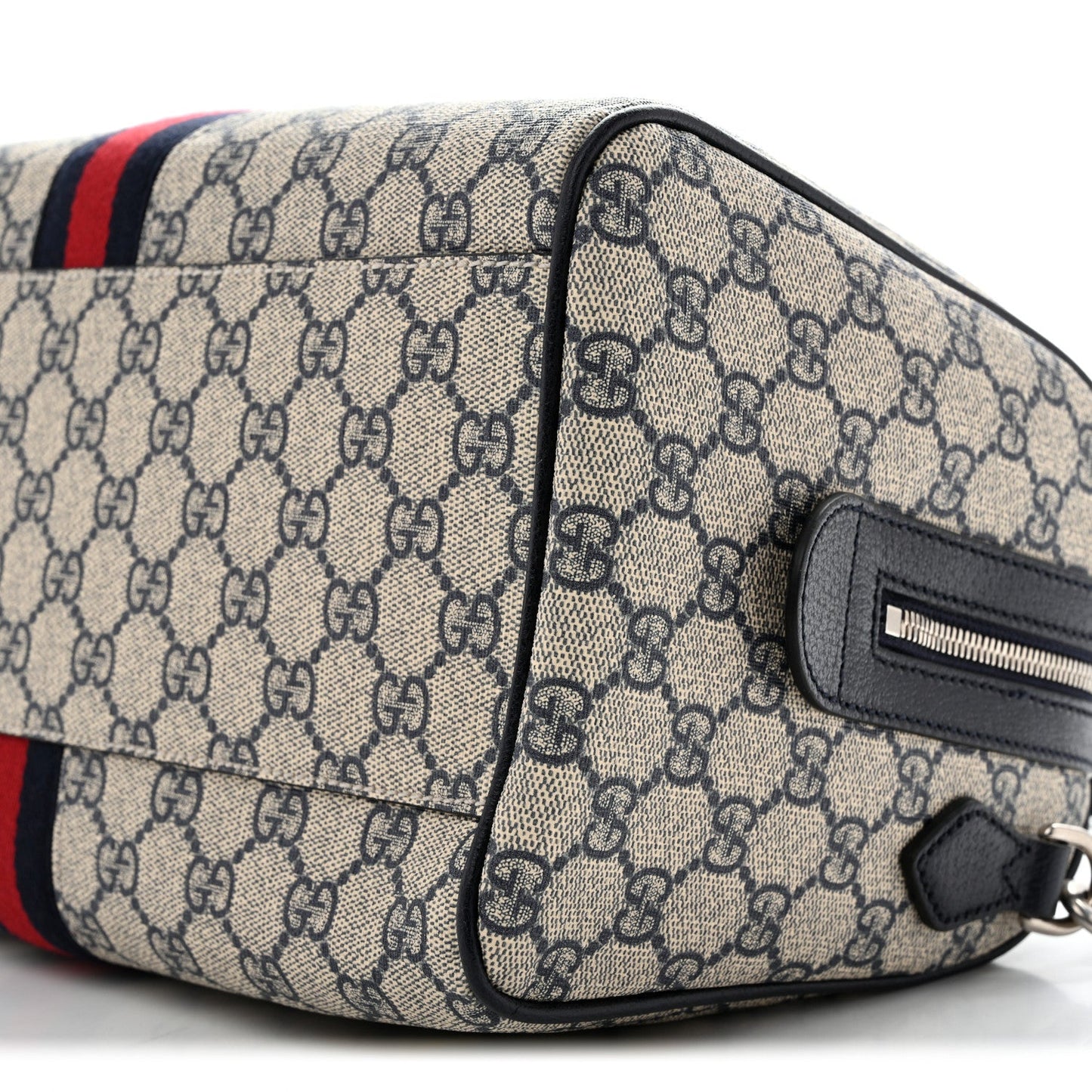 GG Supreme Monogram Web Medium Ophidia Top Handle Bag Beige Blue