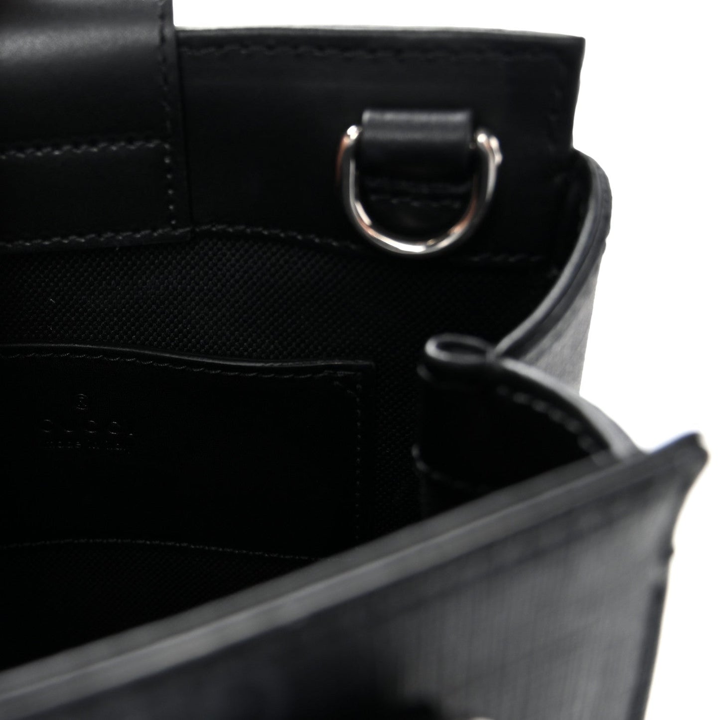 GG Supreme Monogram Appia Calfskin Web Mini Tote Bag Black