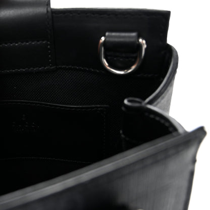 GG Supreme Monogram Appia Calfskin Web Mini Tote Bag Black