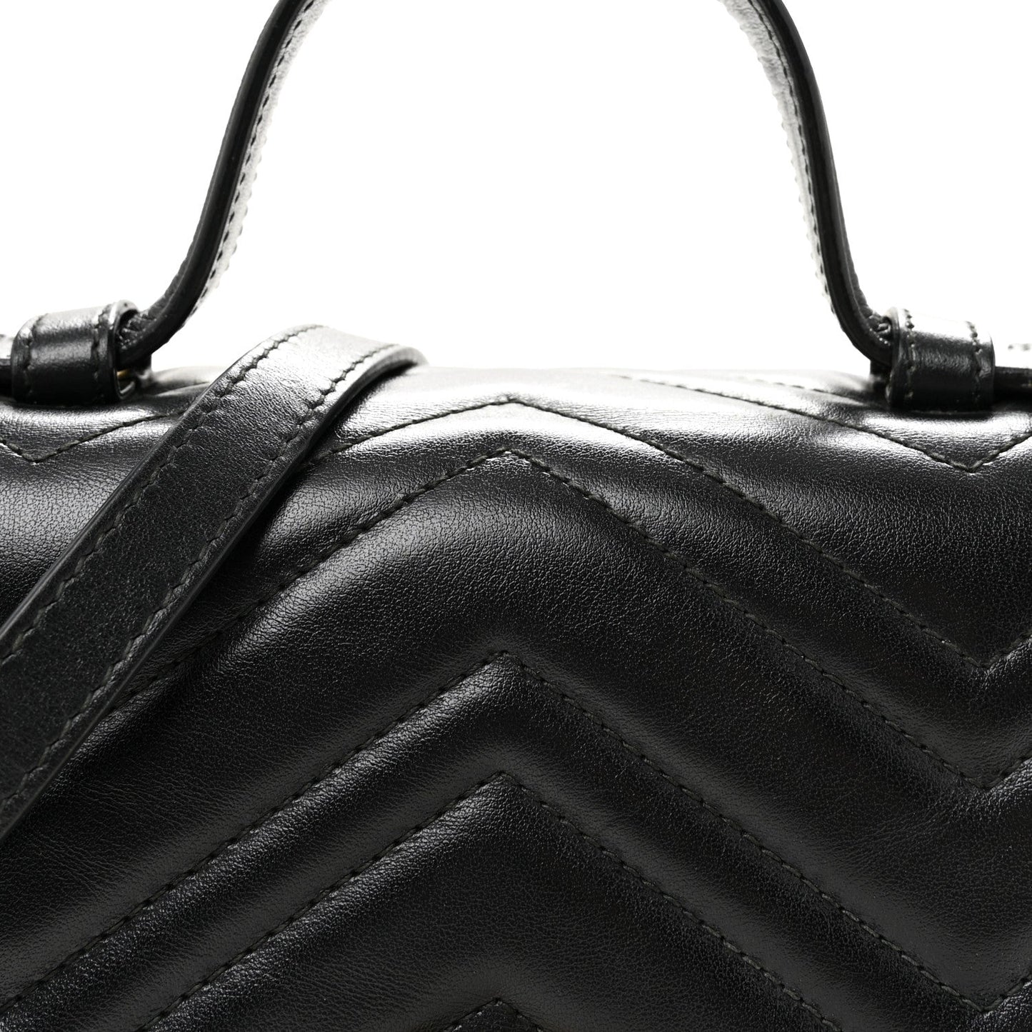 Calfskin Matelasse Small GG Marmont Top Handle Shoulder Bag Black