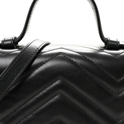 Calfskin Matelasse Small GG Marmont Top Handle Shoulder Bag Black