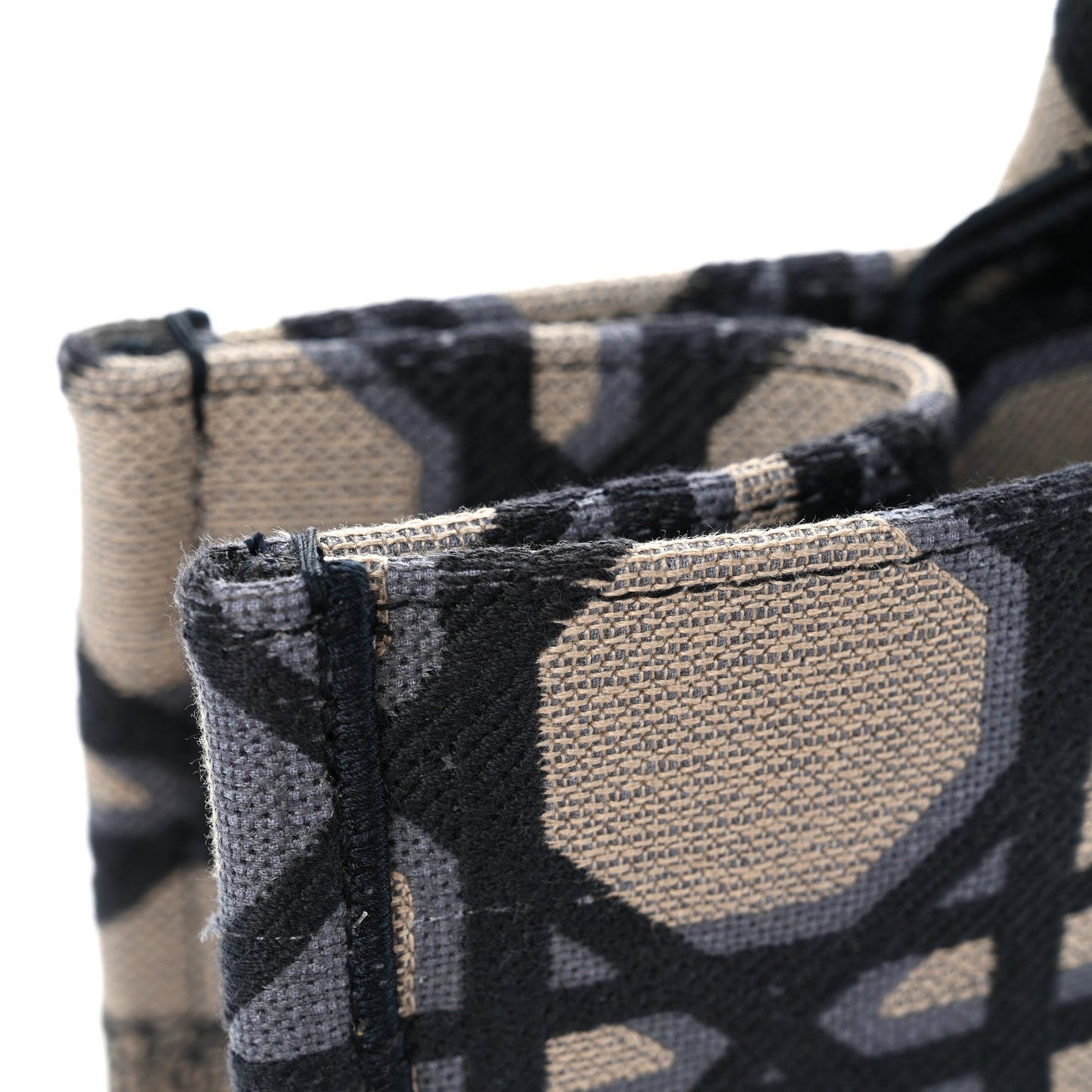 Canvas Macrocannage Embroidered Medium Book Tote Beige Blue
