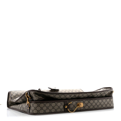 GG Supreme Monogram Textured Dollar Calfskin Web Ophidia Savoy Garment Bag Beige Ebony New Acero