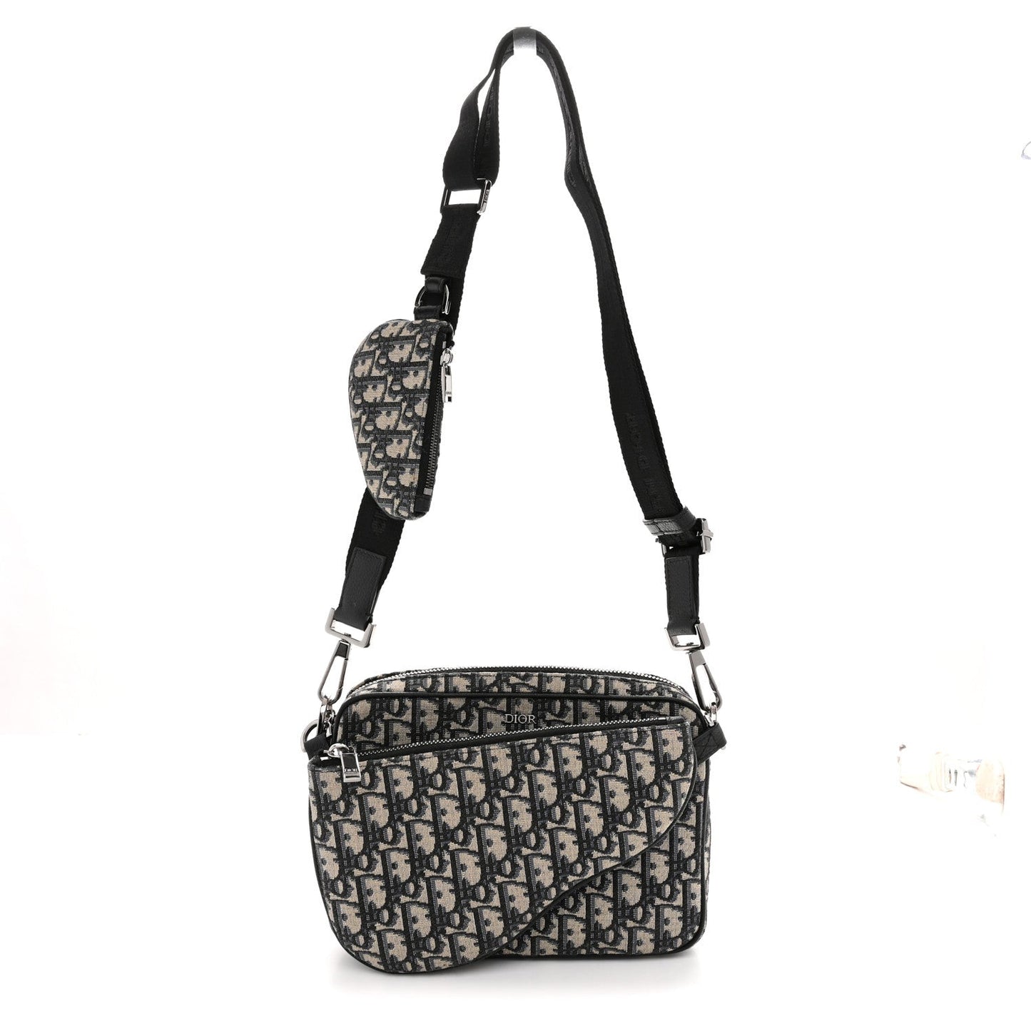 Oblique Saddle Triple Pouch Navy Blue