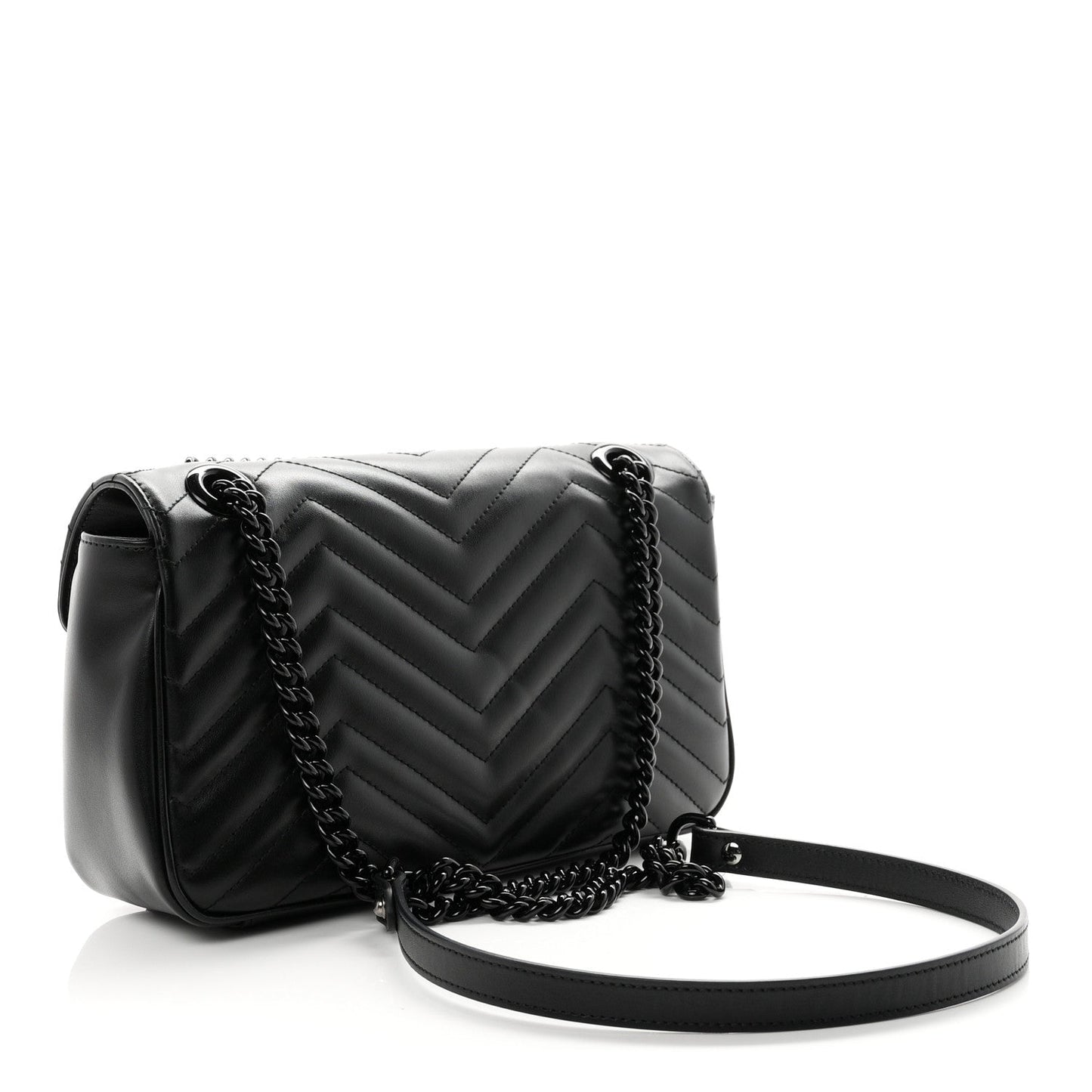 Calfskin Matelasse Monochrome Small GG Marmont Shoulder Bag Black