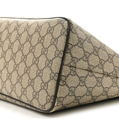 GG Supreme Monogram Medium Zippered Tote Dark Brown