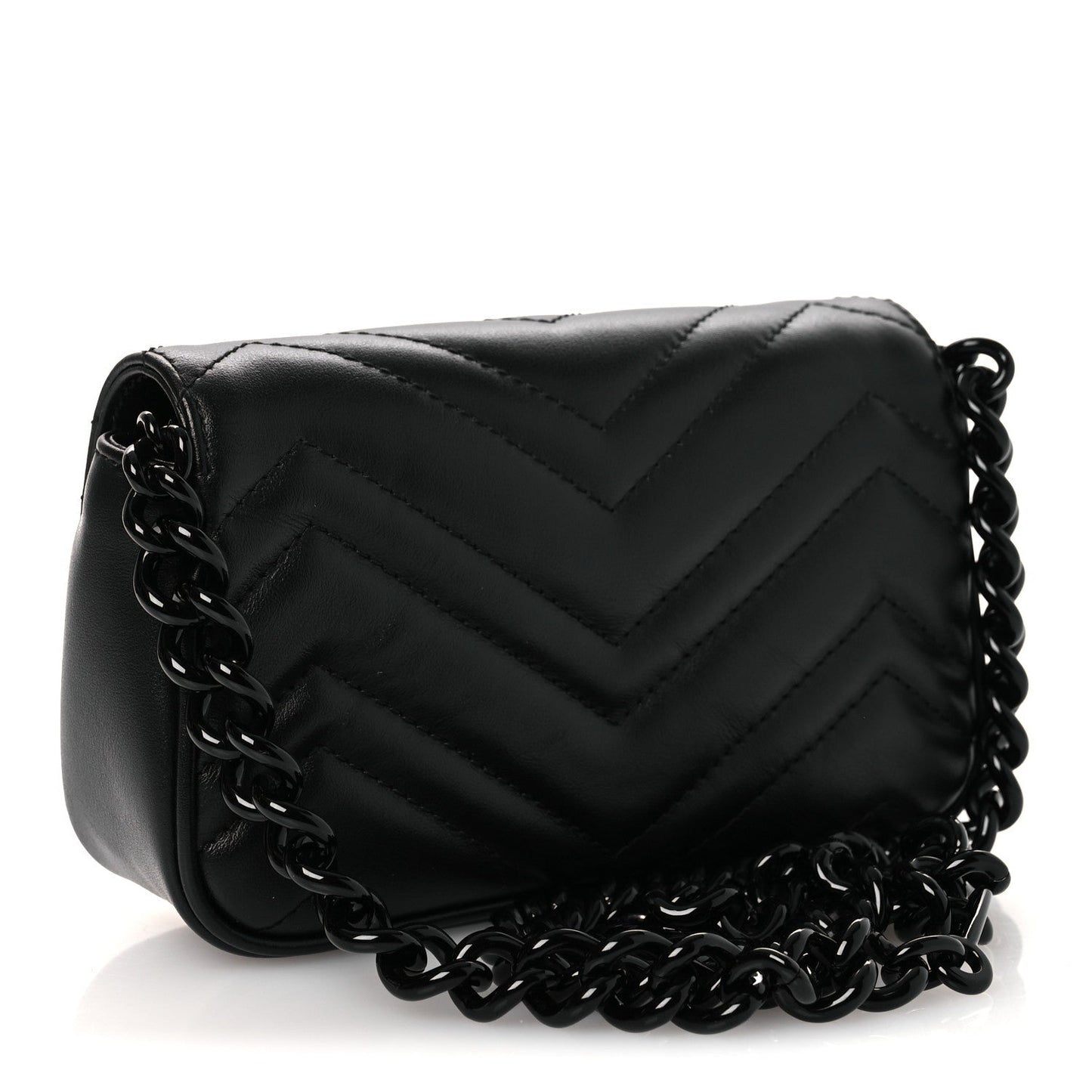 Calfskin Matelasse Monochrome GG Marmont Chain Belt Bag Black
