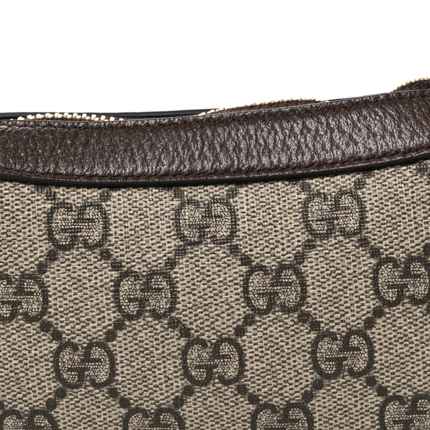 GG Supreme Monogram Textured Calfskin Web Mini Ophidia Half Moon Hobo Beige Ebony New Acero
