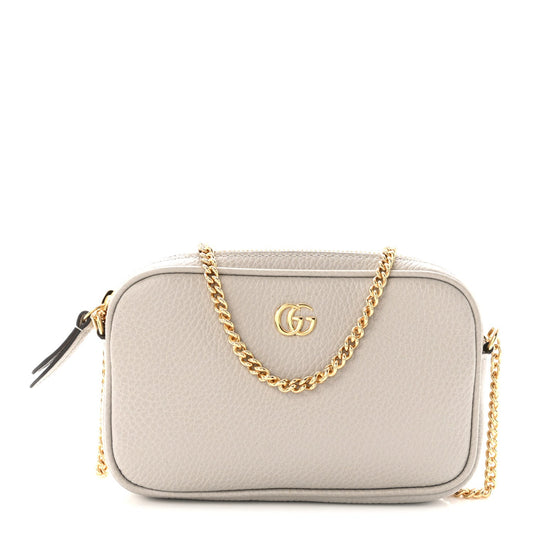 Dollar Calfskin Super Mini GG Marmont Chain Shoulder Bag Deep Grey
