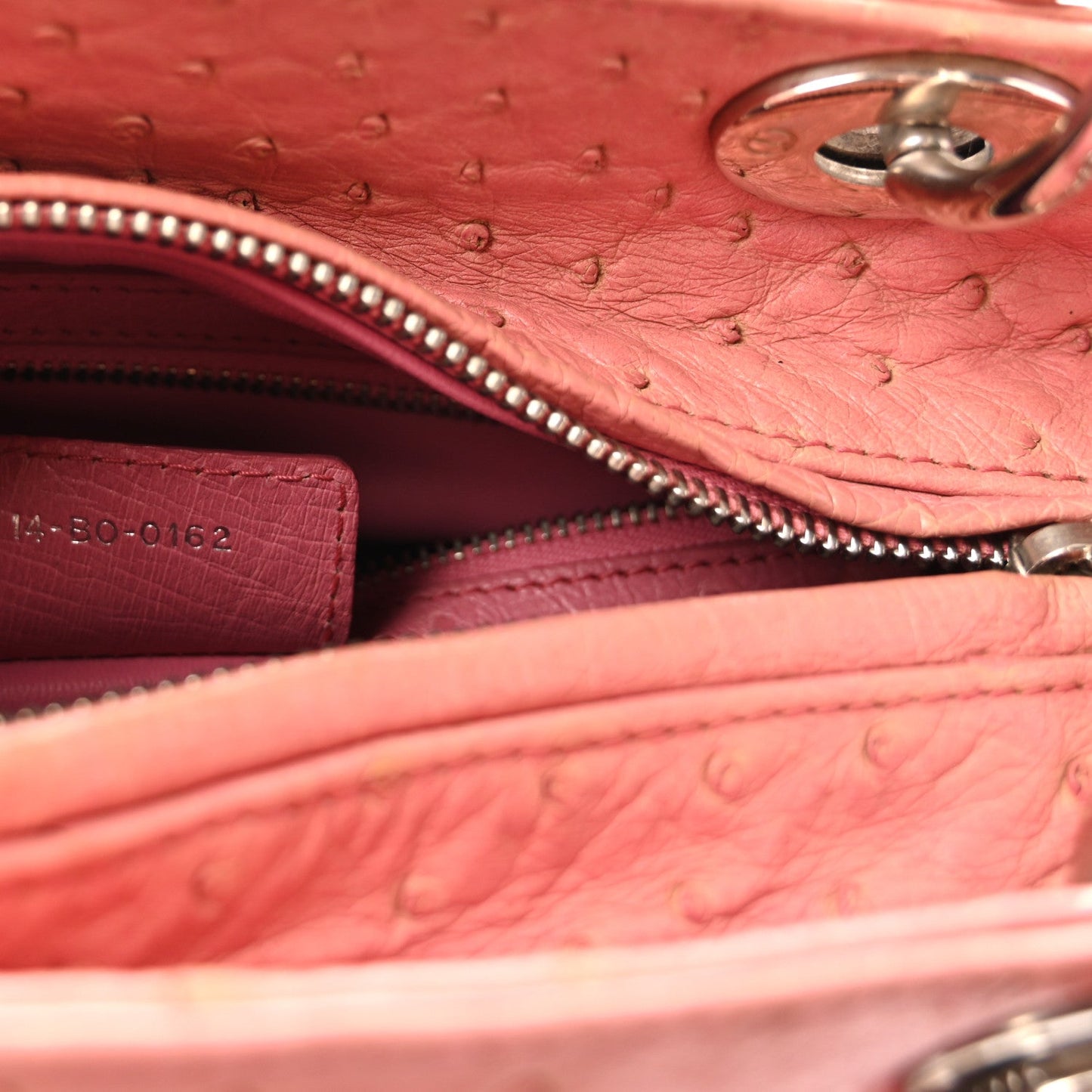 Ostrich Medium Lady Dior Pink
