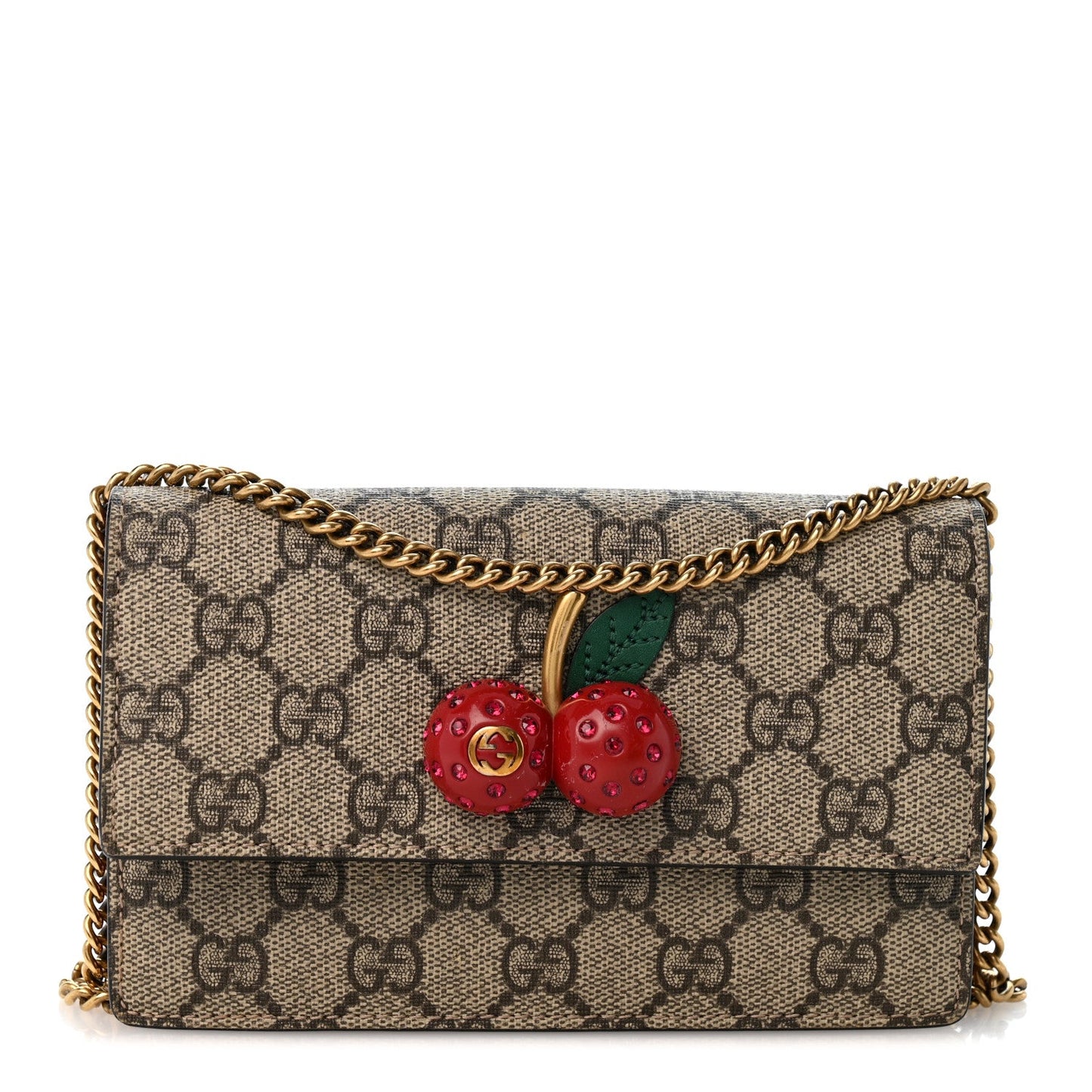 GG Supreme Monogram Mini Cherry Chain Bag
