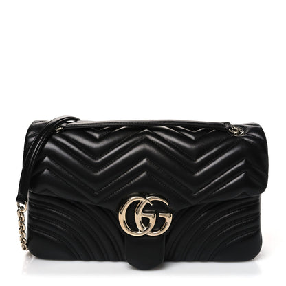 Lambskin Matelasse Large GG Marmont Shoulder Bag Black